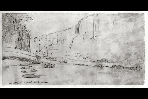 Photo:Mullet Hall Clarendon Jamaica 1808-1815 River Cliffs Ink Drawing
