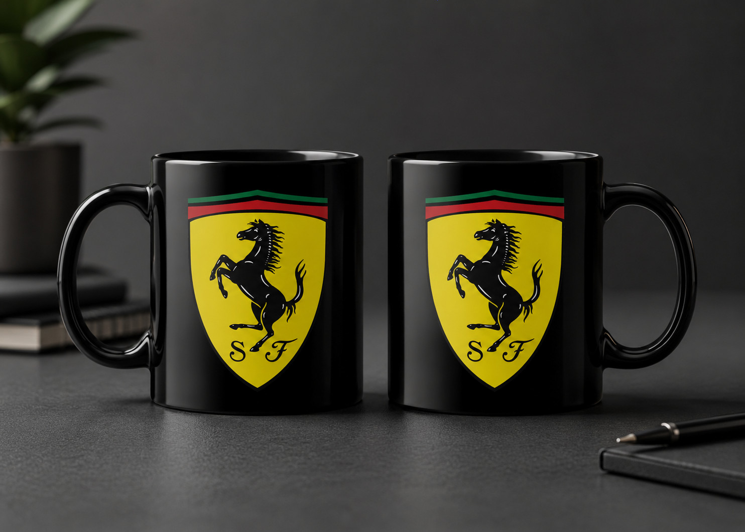 Ferrari Car Logo Black Coffee Mug