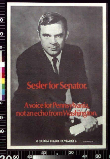 Photo:Pennsylvania 1970s Sesler for Senator Campaign Poster Political Ad