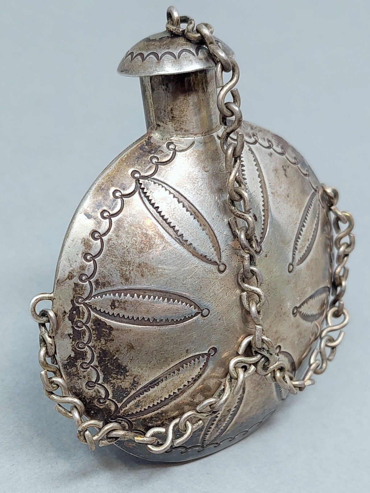 Early 20th Century Navajo  Silver Tobacco Canteen.