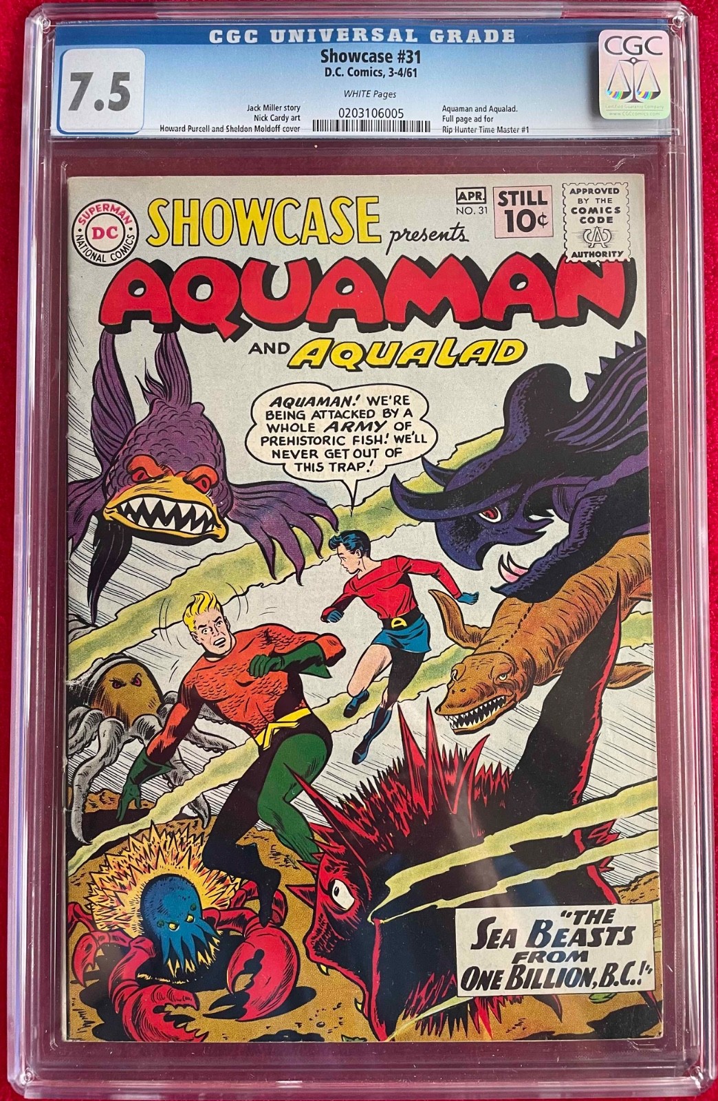 Showcase #31 - CGC Graded 7.5 - Full Page Ad for Rip Hunter Time Master #1