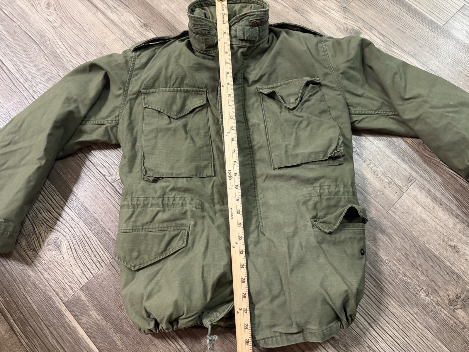 Vintage 70s US Military M-65 Field Jacket Medium Regular Brass General Zip Liner