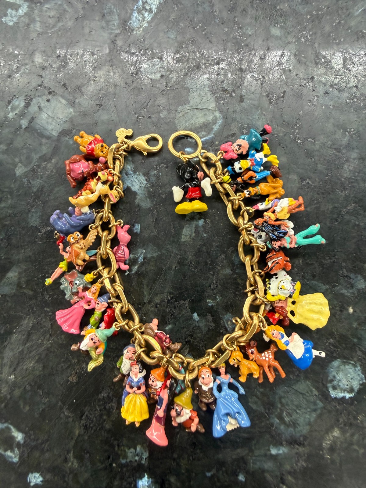 Bradford Exchange Ultimate Disney Classic 37 Character Charm Bracelet 24KGP