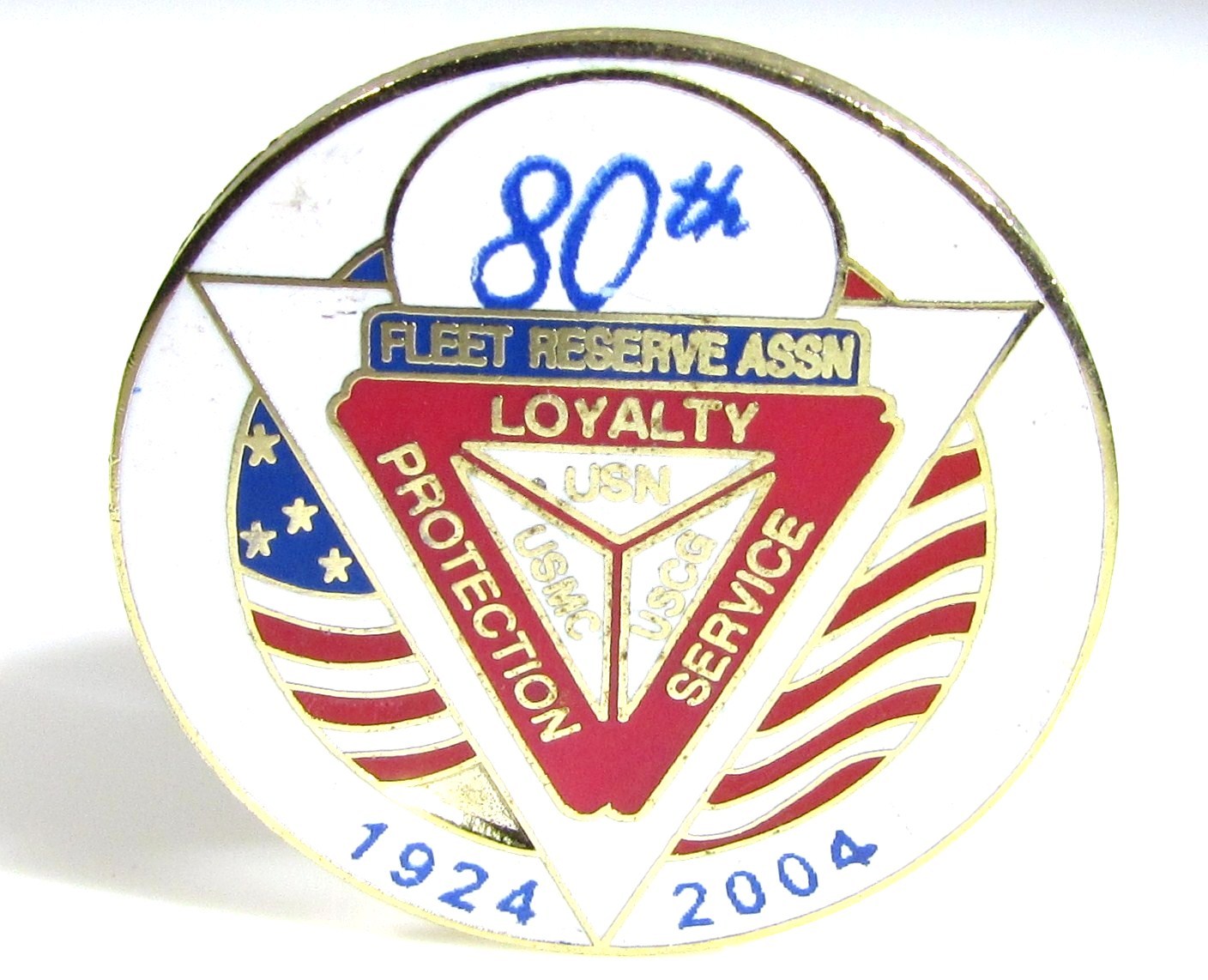 Vintage Fleet Reserve Assn 80th Anniversary Pin 1924-2004 USN USMC USCG Military