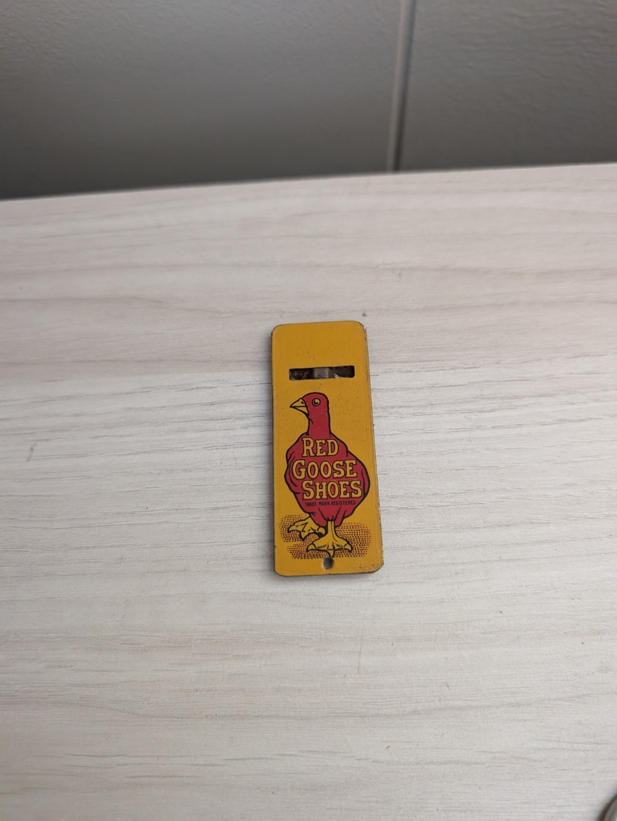 Vintage Tin Litho Red Goose Shoes Advertising Whistle circa 1940s or \'50s