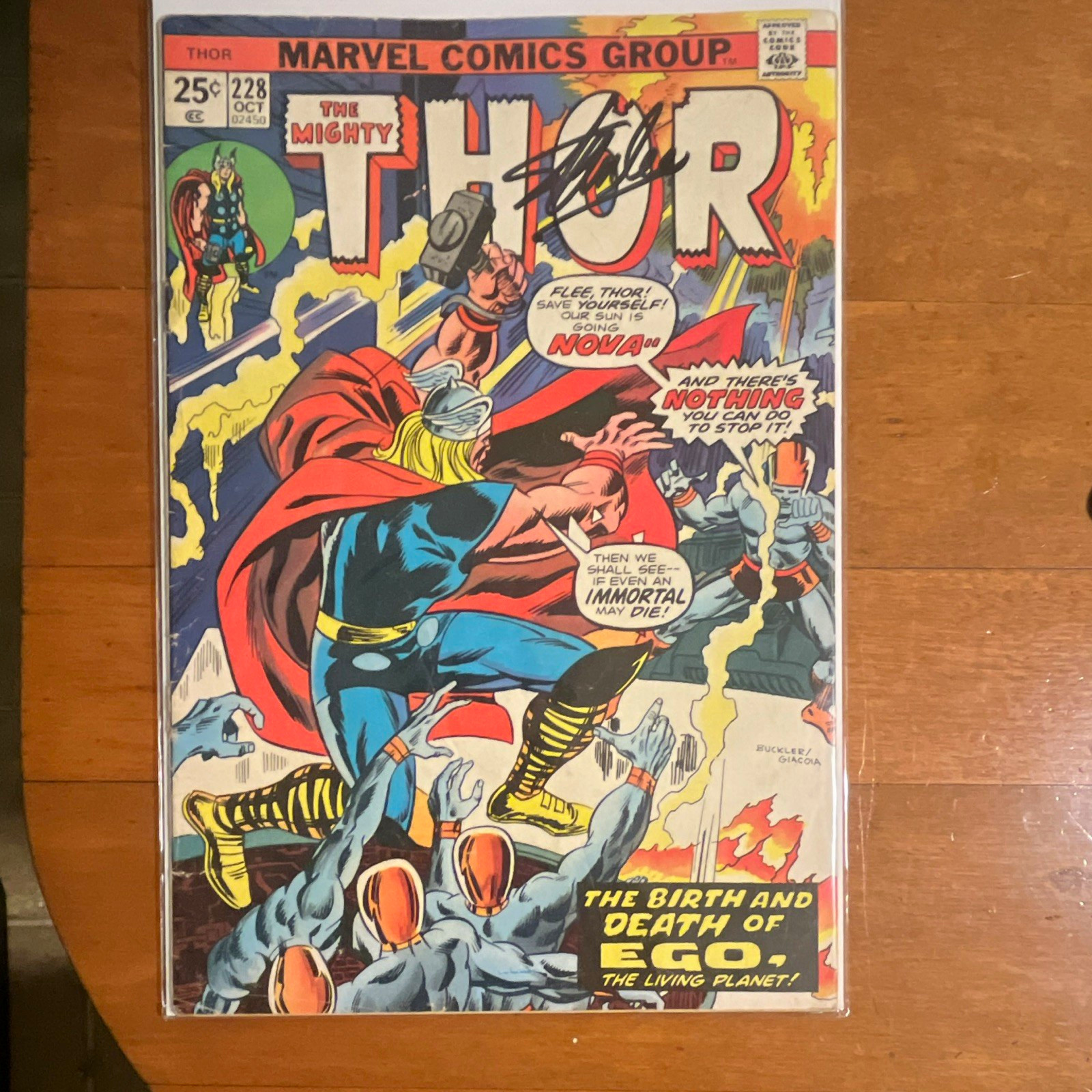 Autographed Stan Lee The Mighty Thor #228 (1974) “Thor vs Ego”