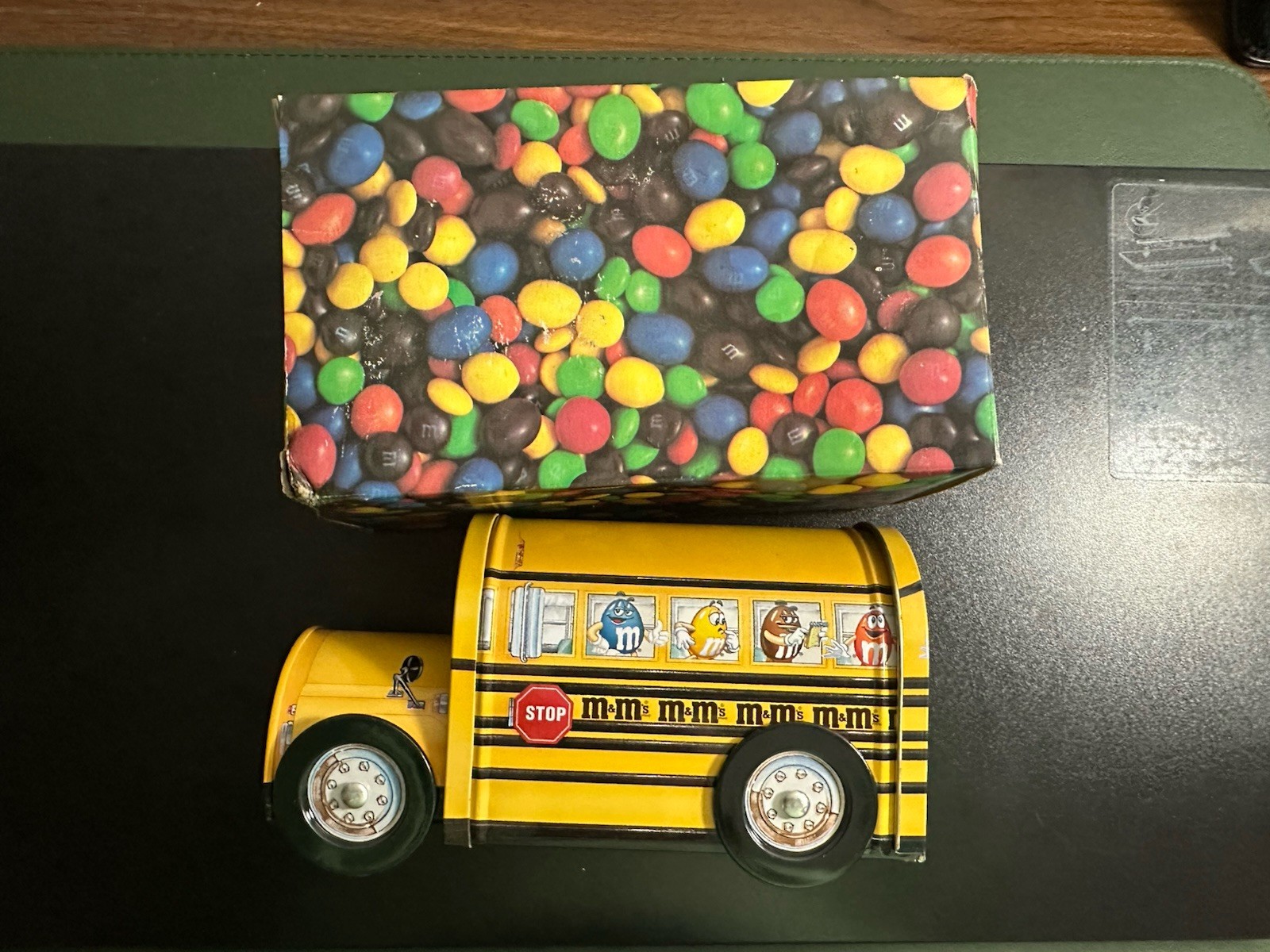 Vintage M&M\'s Yellow School Bus Collectible Tin