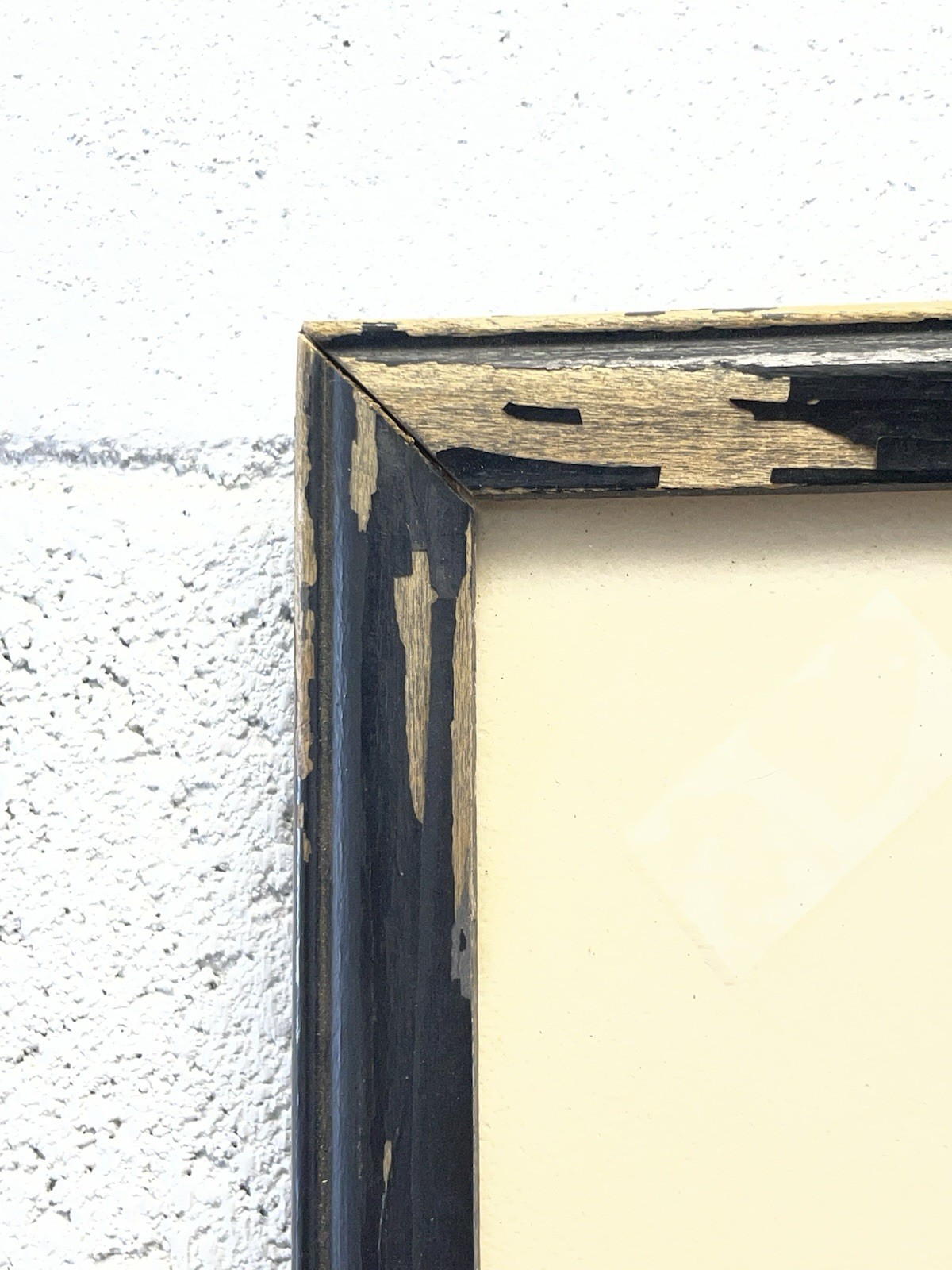 VTG 40s 50s Oblong Rectangular Black Oak Wood Picture Frame Glass 12.5x19.5