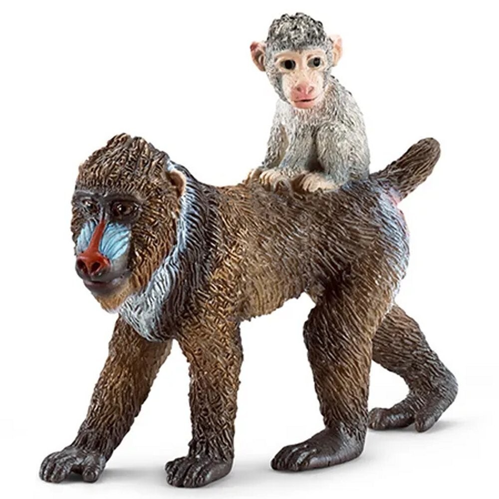 NEW Schleich 14716 Mandrill Female & Baby RETIRED Wild Life Animal Monkey