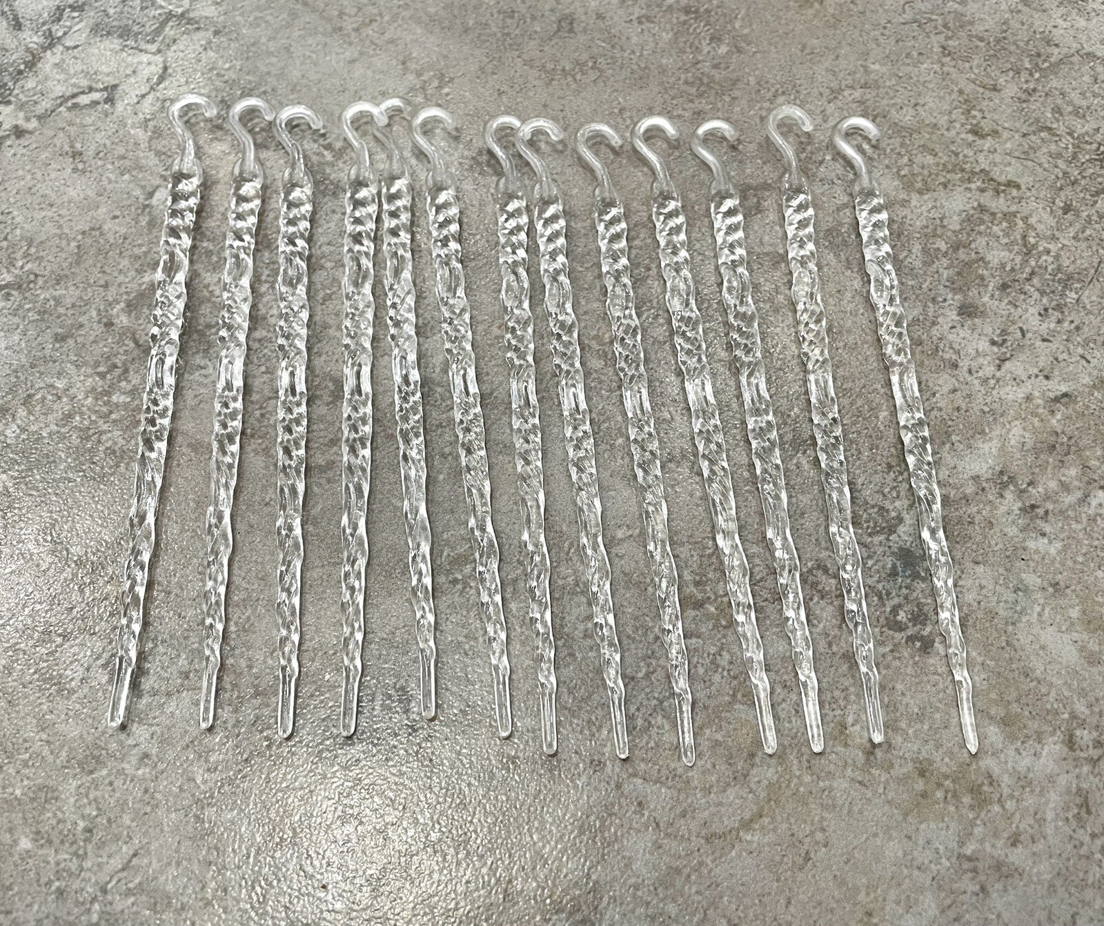 Christmas Icicles 5.5” Tree Ornaments Lot of 13 Vintage Hard Plastic