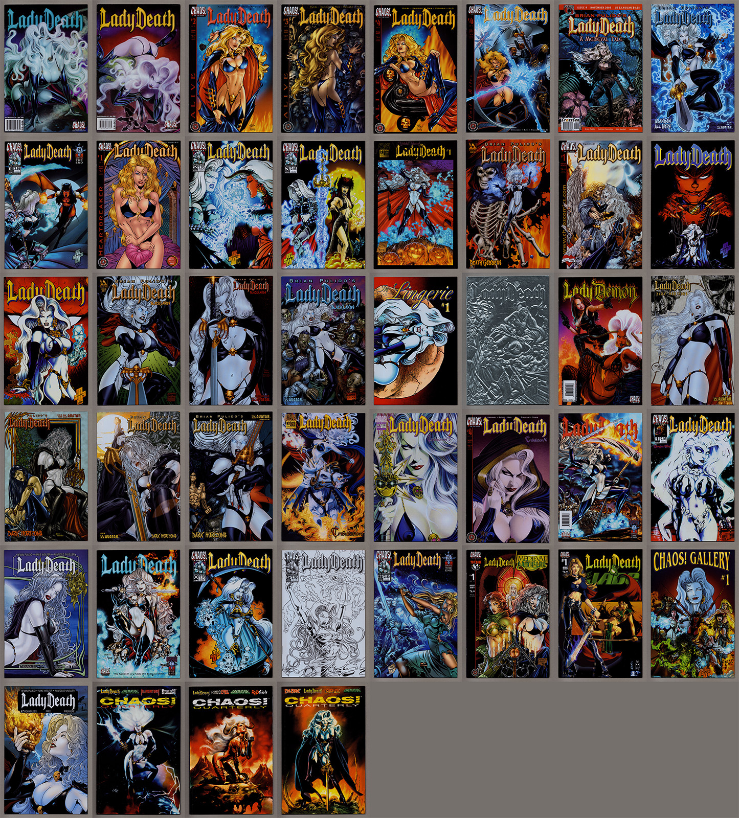 LADY DEATH LOT 44 COMICS VARIOUS TITLES NO DUPLICATION