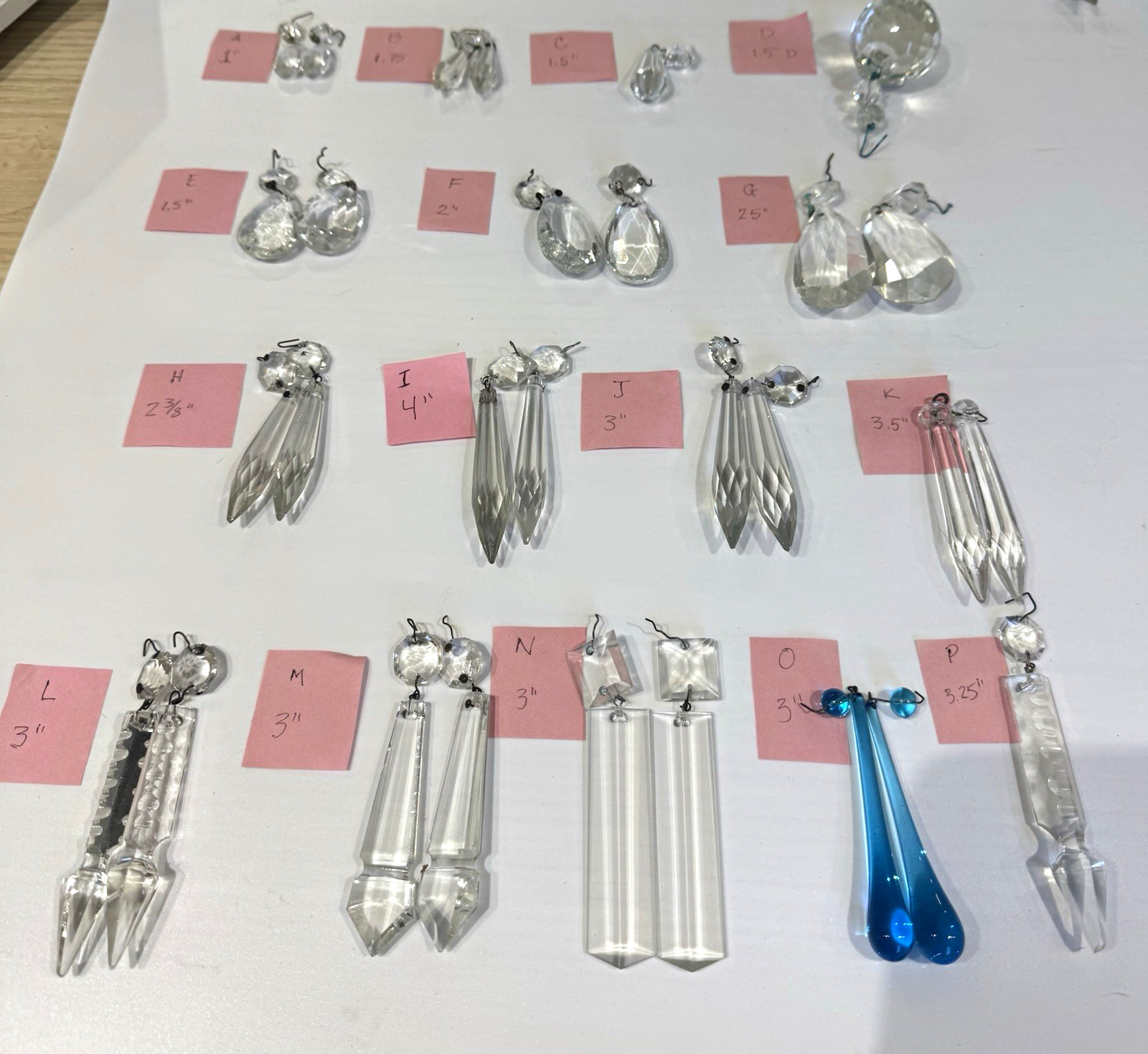 Chandelier Crystal Prisms & Pendants Lot, Clear & Blue Replacement Parts