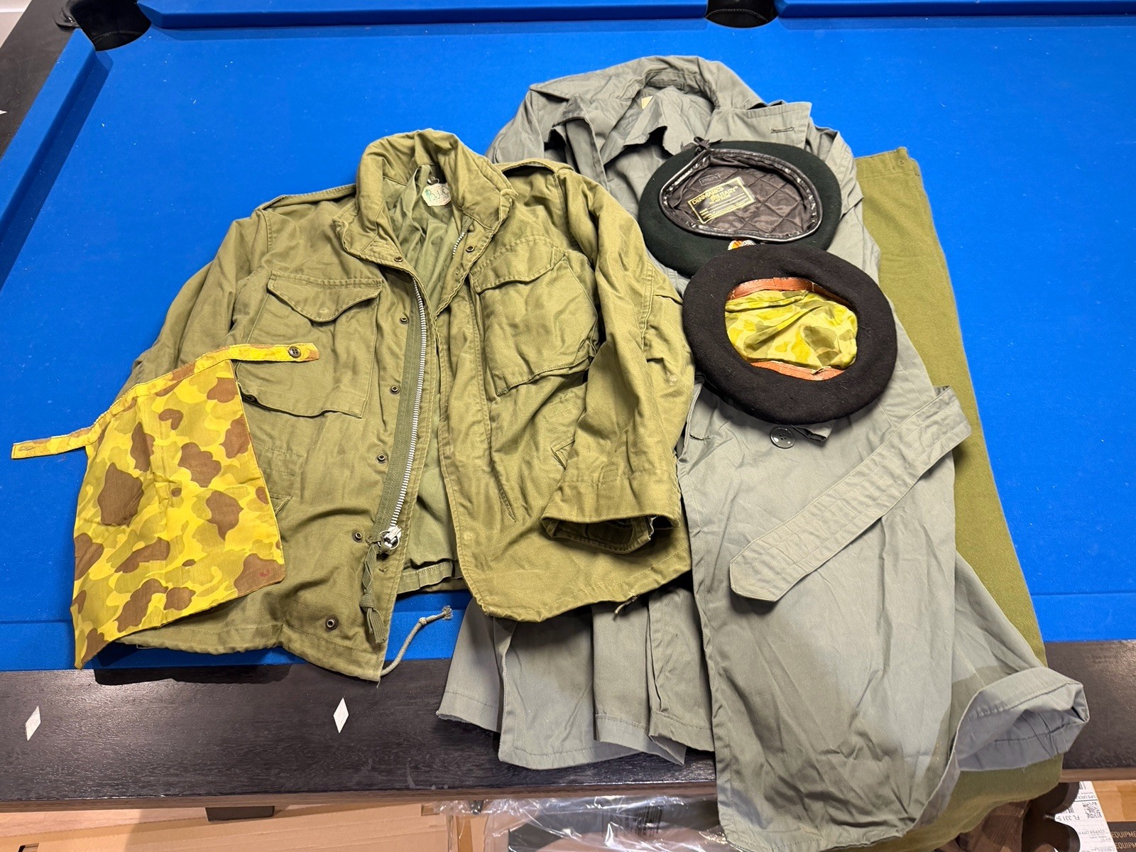 Identified Vietnam 5th Special Forces Berets, Jacket And Raincoat