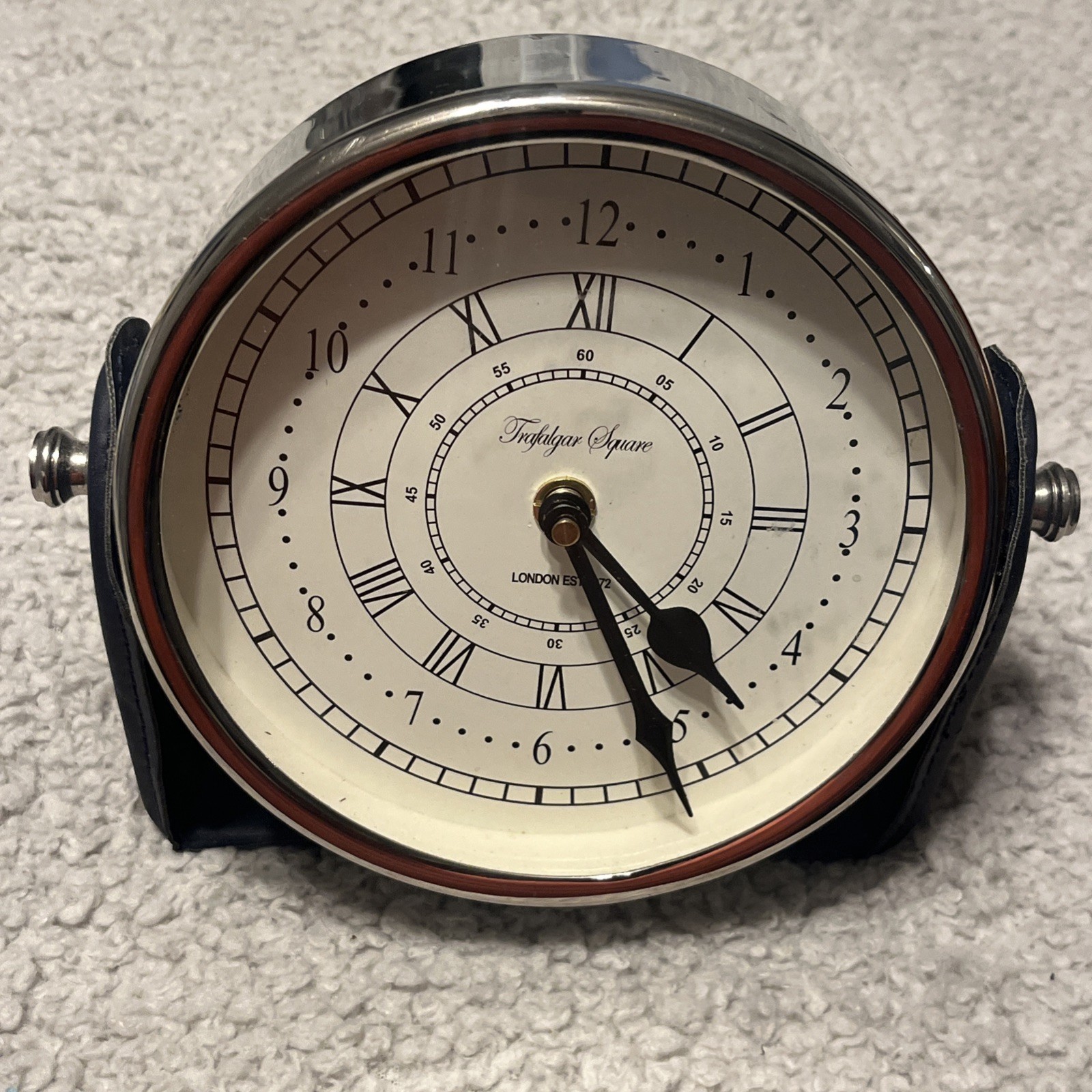 Vintage Trafalgar Square Roman Numeral Stainless Steel Clock