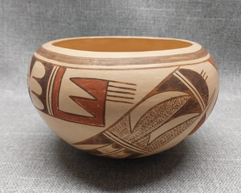 Rare Vintage Hopi Pottery Bowl by Myrtle Young Sikyatki Revival Thin Wall Native