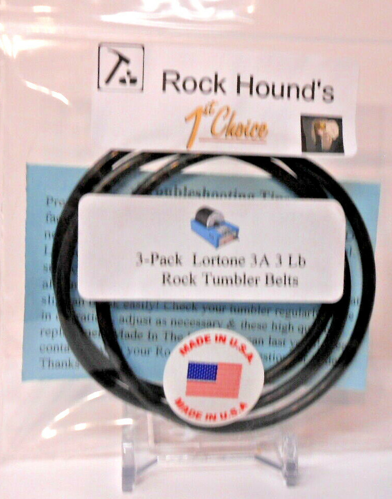 USA Rock Tumbler Pulley Belt Lortone 3A 3 Lb Replacement (3)Pack Rockhound's 1st