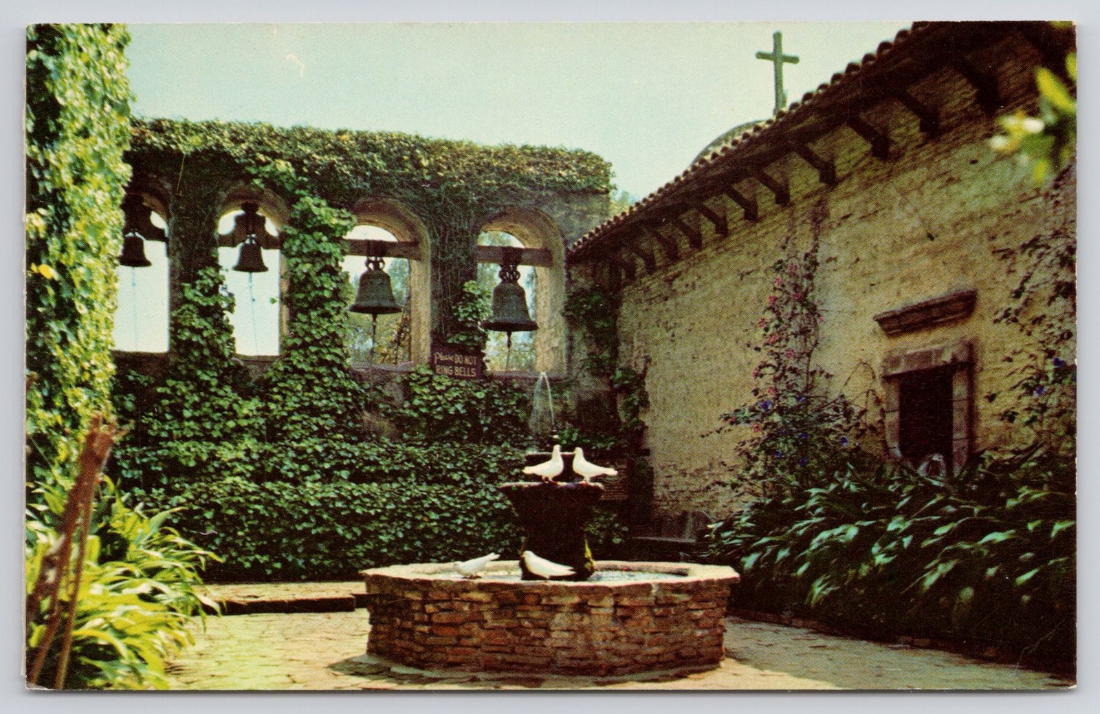 Curteich Postcard Mission San Juan Capistrano CA Sacred Garden 7C-K1987 Unposted
