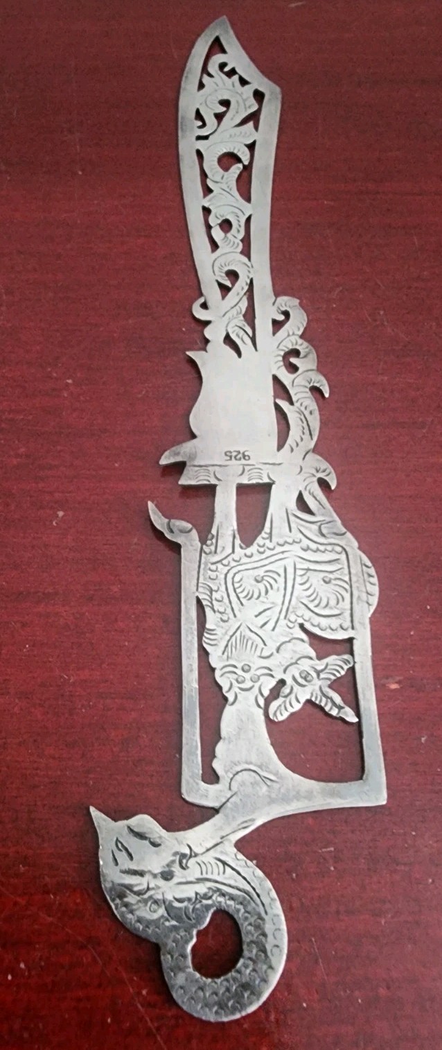 VINTAGE HANDMADE 925 STERLING SILVER FILIGREE LETTER OPENER