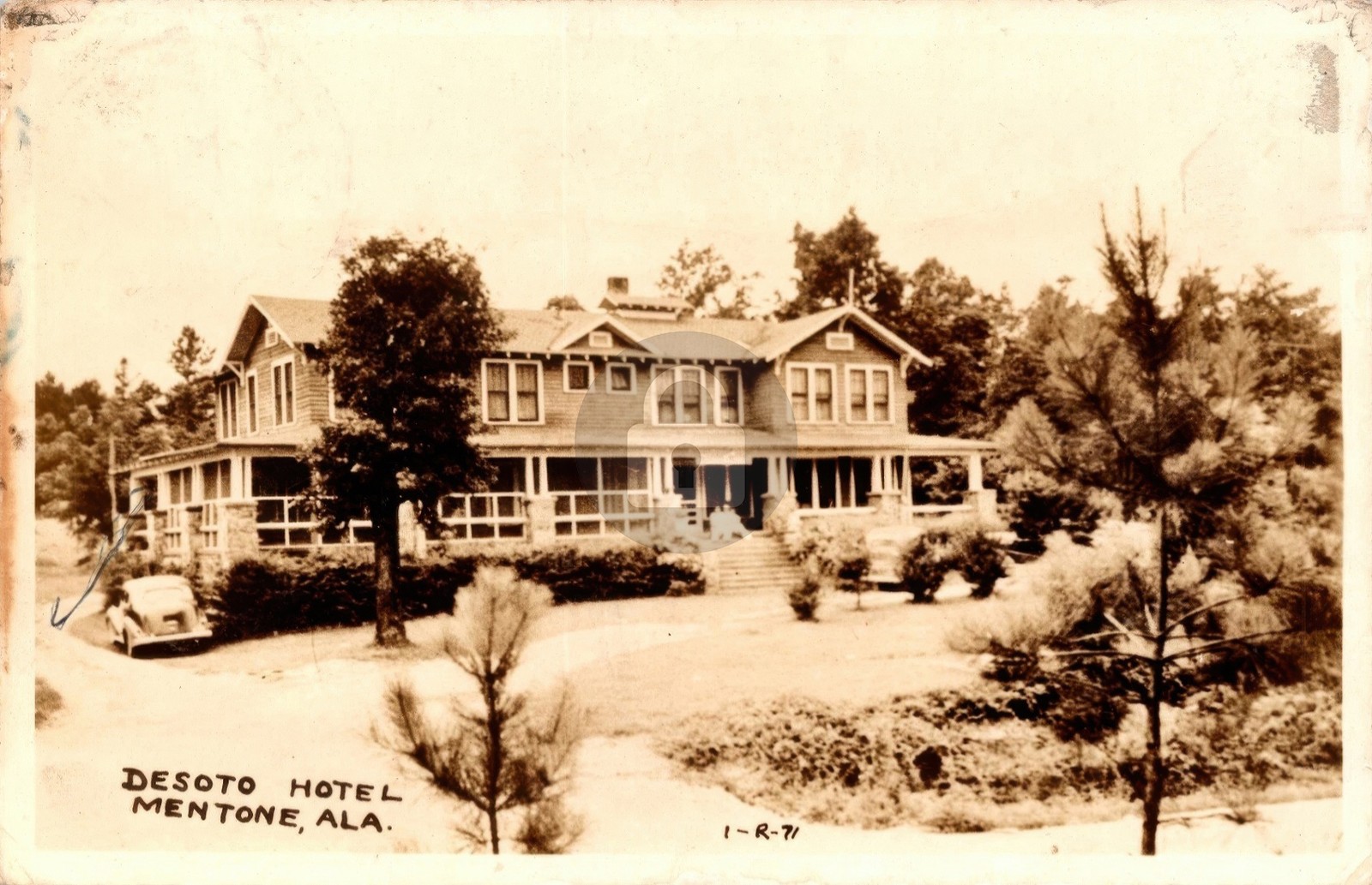 c1942 Desoto Hotel MENTONE Alabama Classic CarO RPPC Photo Postcard COPY