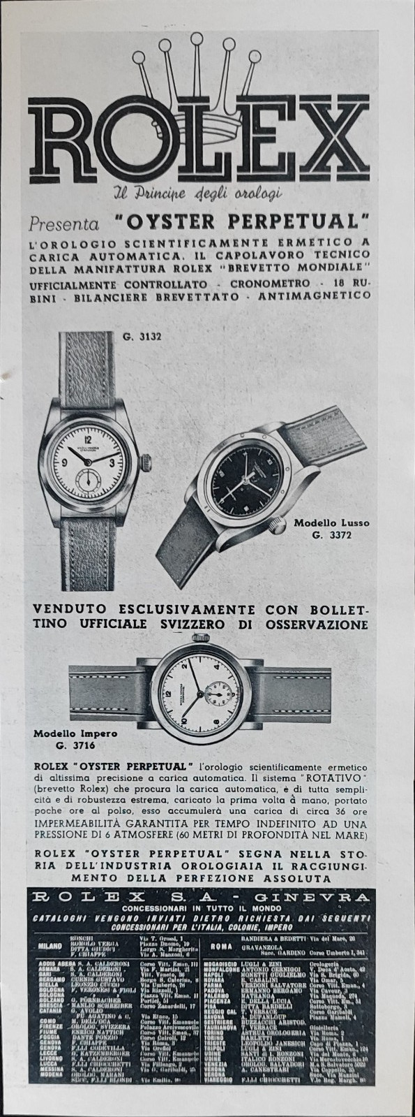 ROLEX Oyster Perpetual Watch Rotating System 1942 Advertisement Clipping