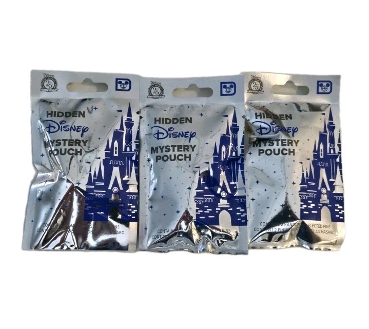 2025 Walt Disney World Hidden Mickey Mystery Pouches 3 Packs 2 Pins Per Pack