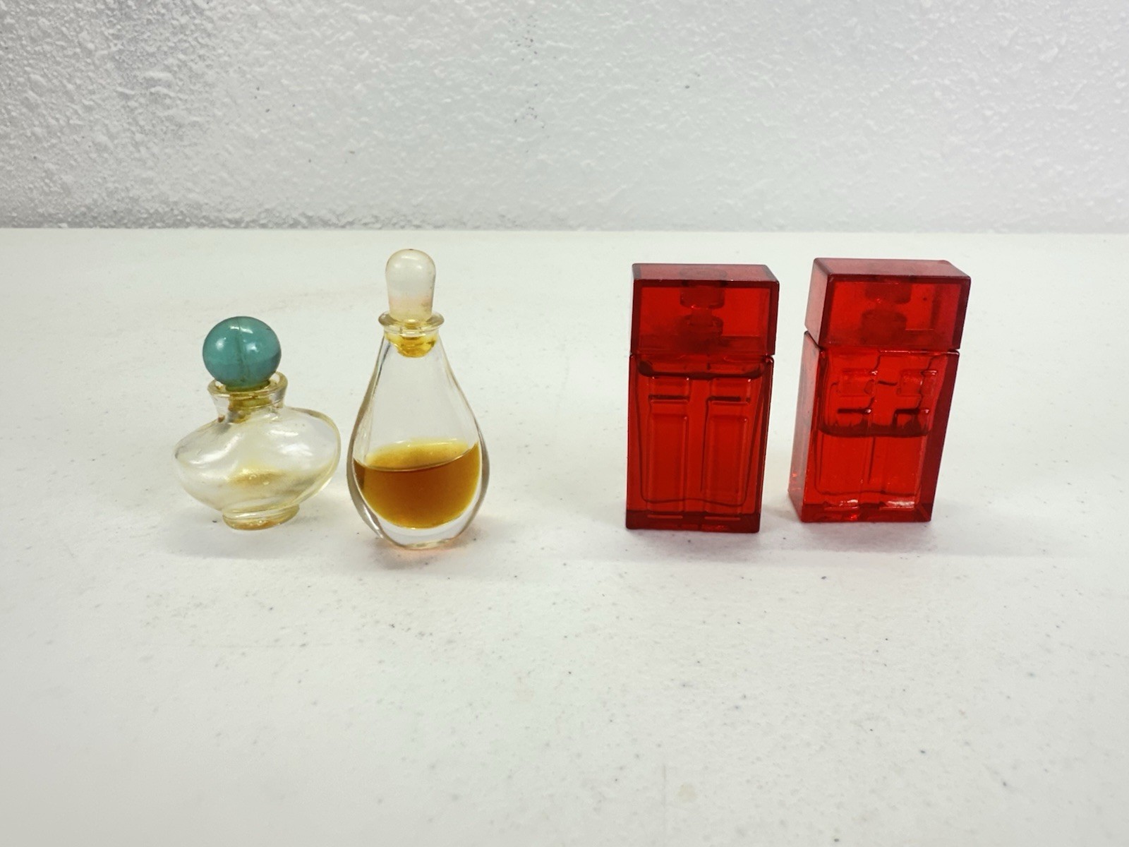 Vintage Miniature Empty Perfume Bottle Lot Halston Red Door Wings Decor Display