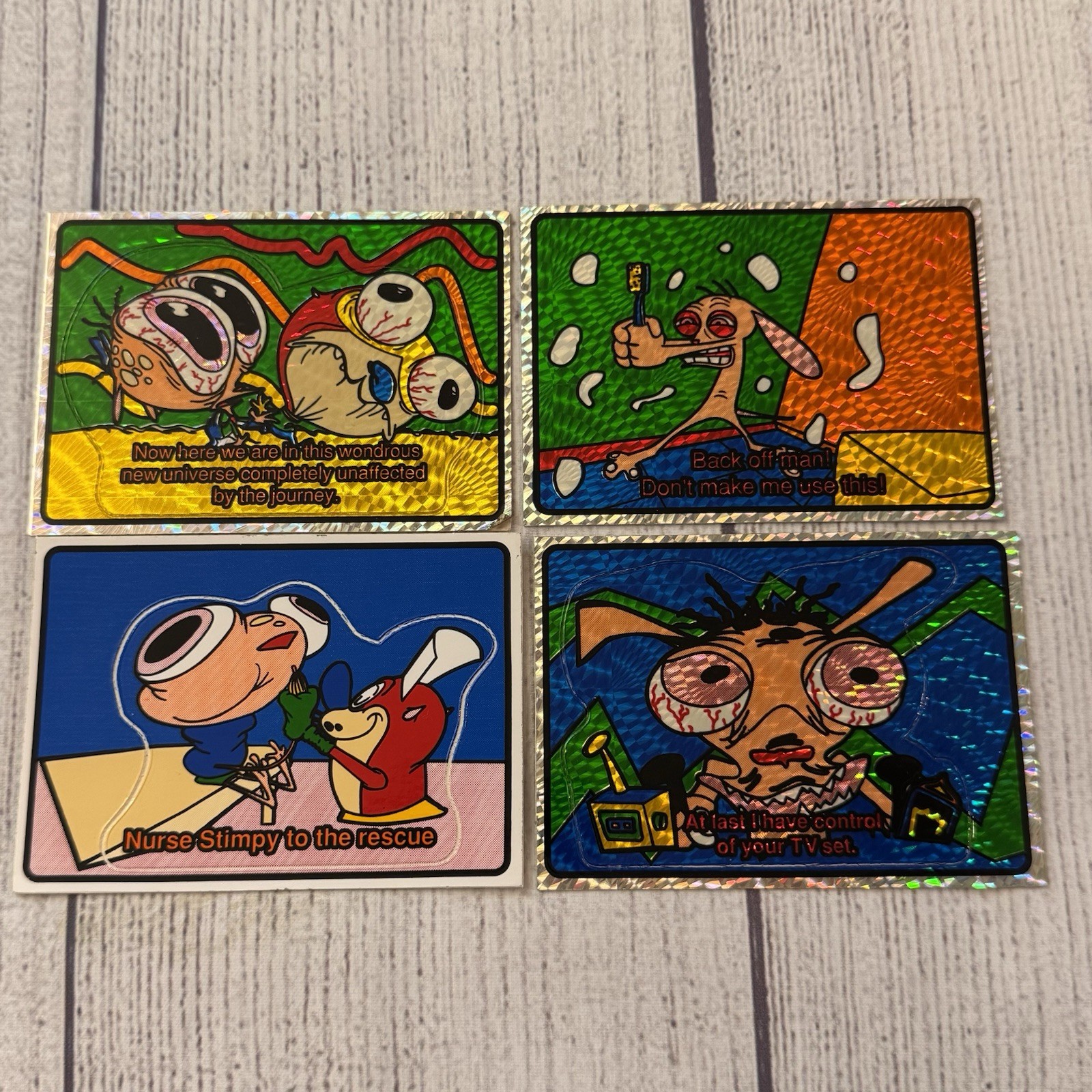 Ren & Stimpy Prism Vending Machine Stickers Lot of 4 Vintage