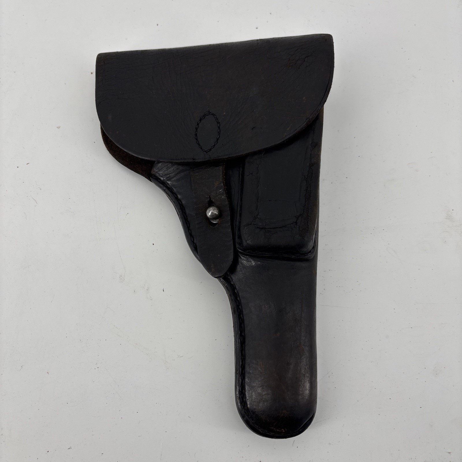 Authentic WWII West German Police Black Leather Pistol Holster with Mag Pouch