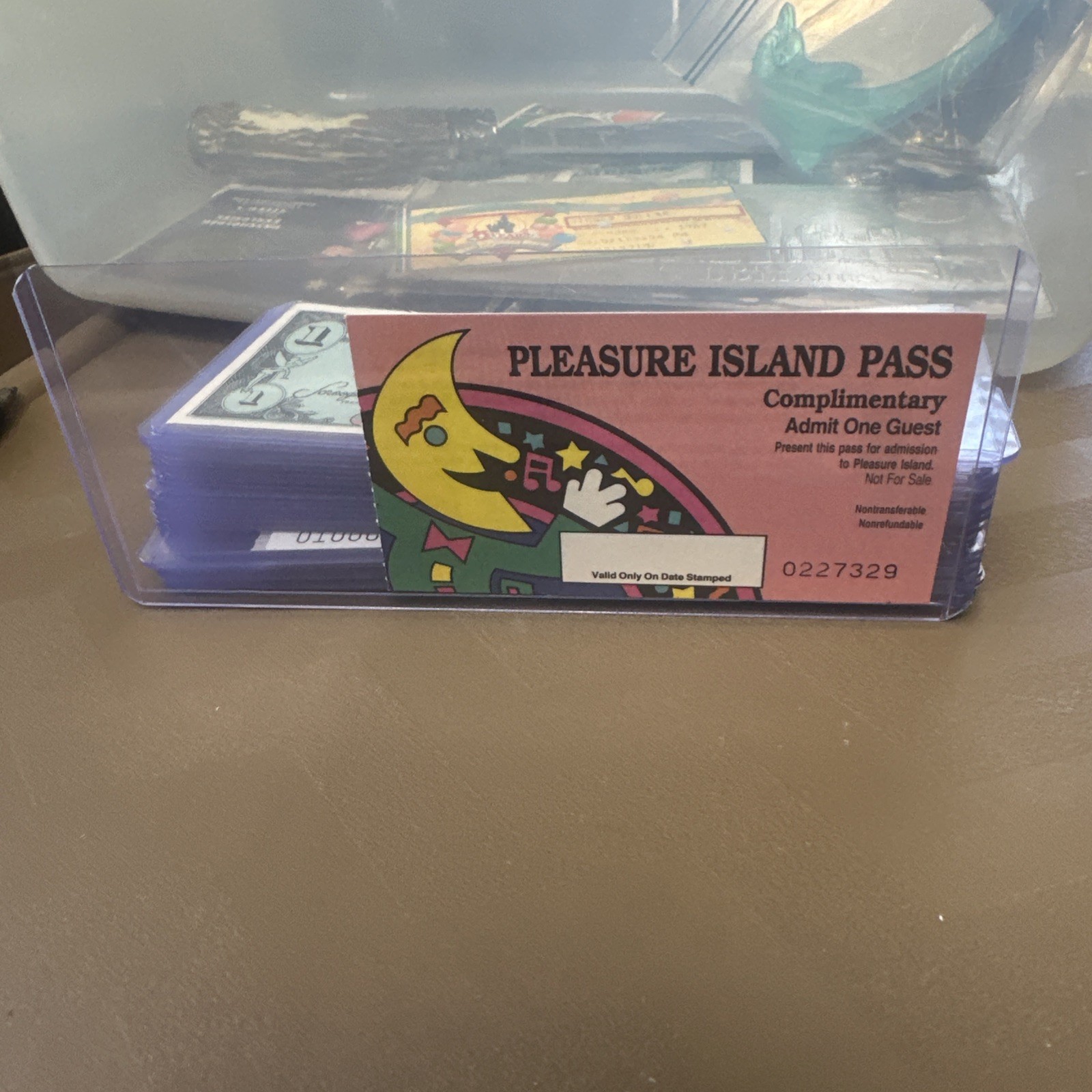 1992 VINTAGE  DISNEY PLEASURE ISLAND  PASSES  USED -  # 022 7329- FREE  SHIPPING