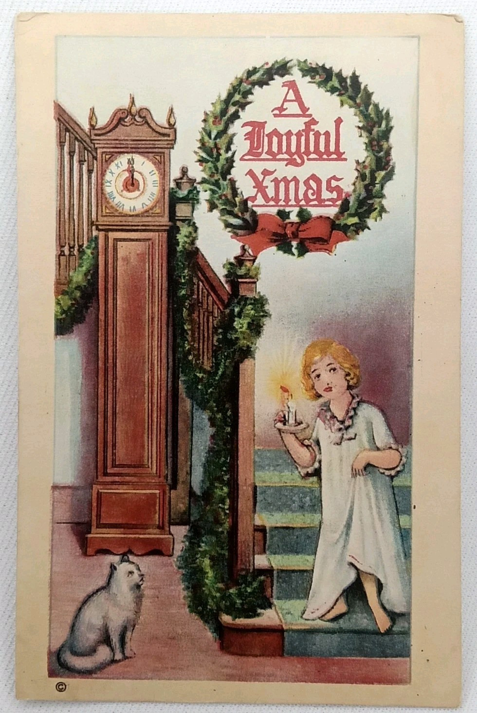 Antique 1912 Joseph Hoover & Sons Series 452 A Joyful Xmas Christmas Postcard