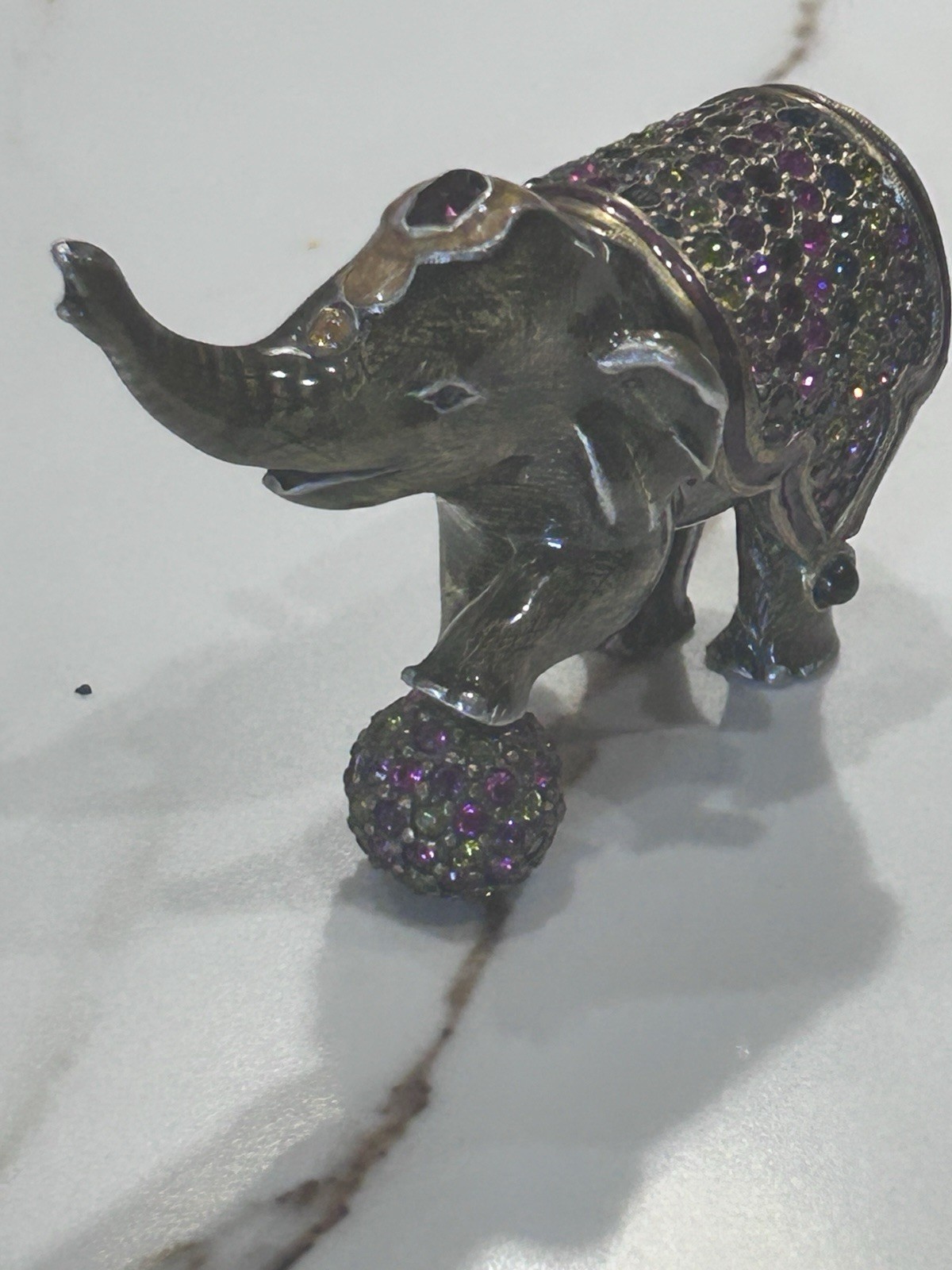 Jay Strongwater Elephant Trinket Box with Swarovski Crystals and Enamel