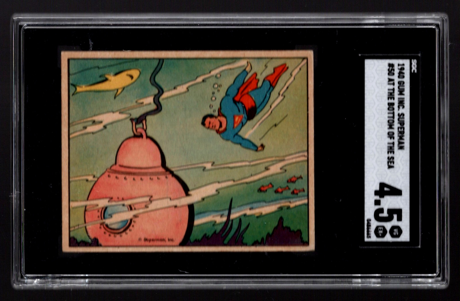 1940 SUPERMAN PHILADELPHIA GUM INC. SGC 4.5 VG-EX+ CARD #50 AT THE BOTTOM OF SEA