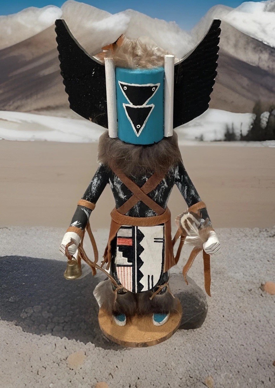 Vintage Navajo Style Crow Mother Kachina Doll Figure 10in 1990s Singed By R.P.