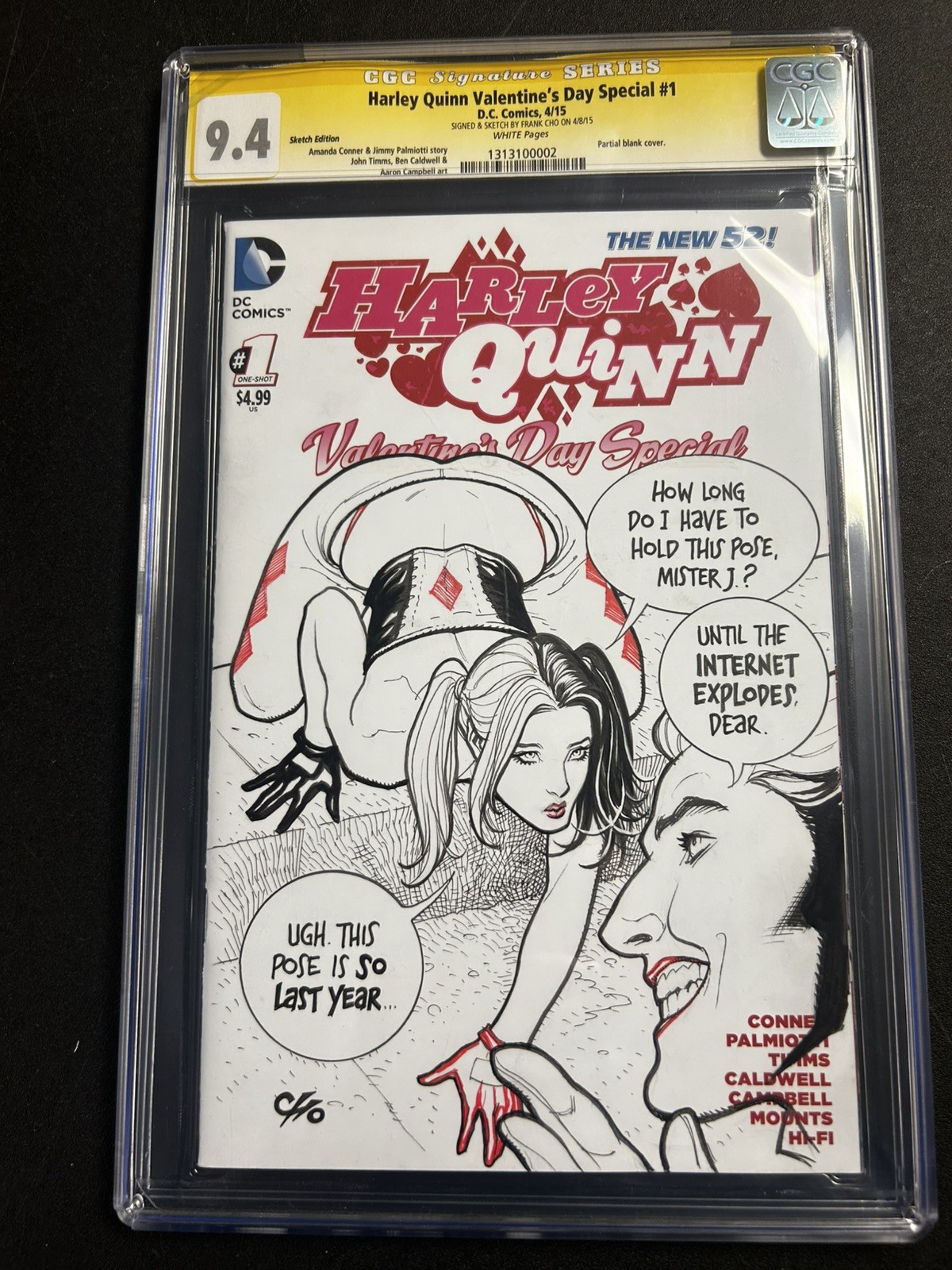 FRANK CHO Original Art Sketch CGC 9.4 HARLEY QUINN & JOKER 1 OF FIRST OUTRAGE