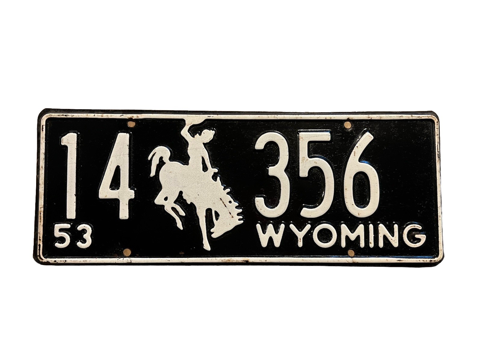 LICENSE PLATES  PLATE￼ Wyoming 1953 Bronco Nice Condition 14-356
