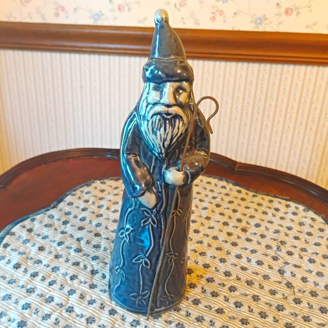 Rowe Pottery Salt Glaze 2013 Santa with Shepherds Hook