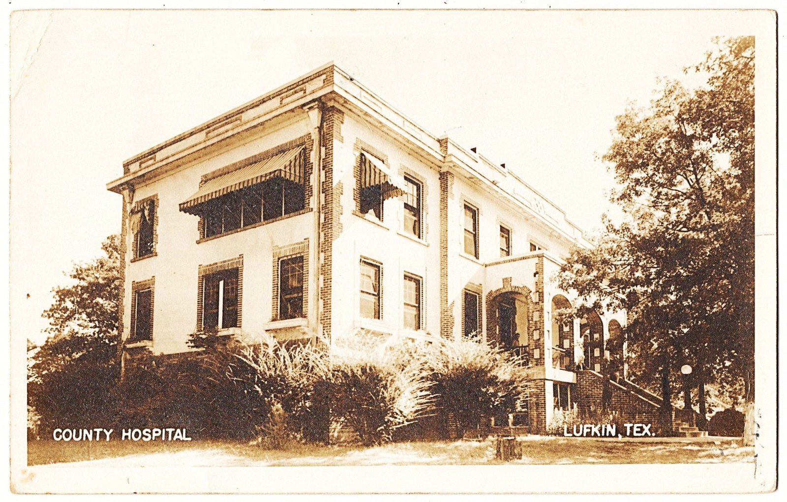real photo Lufkin TX - County Hospital mailed 1940s postcard RPPC