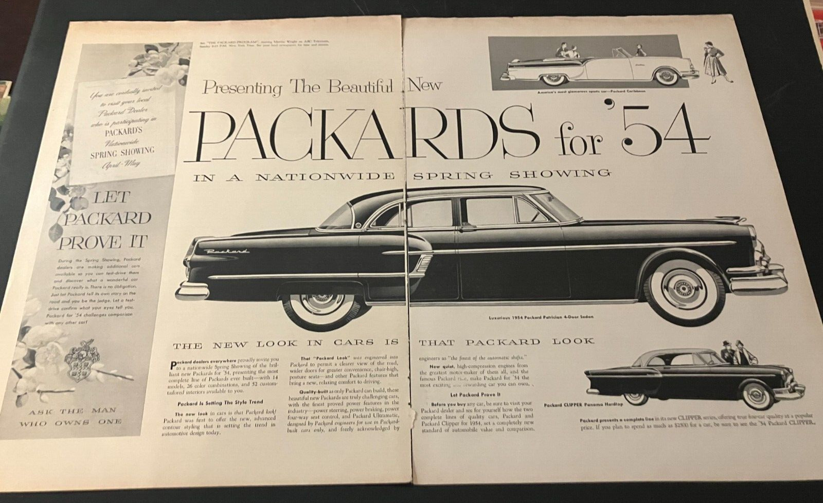 1954 Packard Patrician Sedan - Vintage Original Illustrated Print Ad / Wall Art