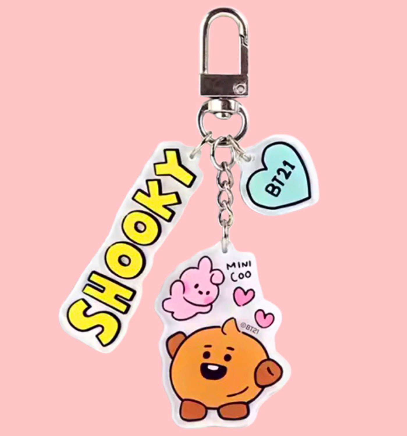 BT21 Shooky & Mini Cooky Keychain Keychain Carabiner Heart Animation
