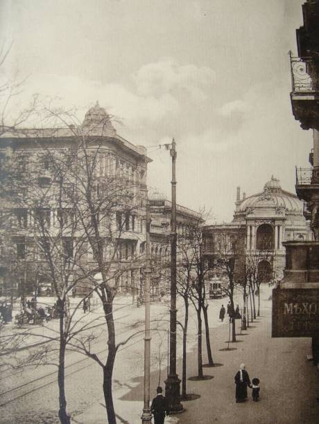 Odessa Ukraine street scene ca Early 1900s Historic Old Photograph