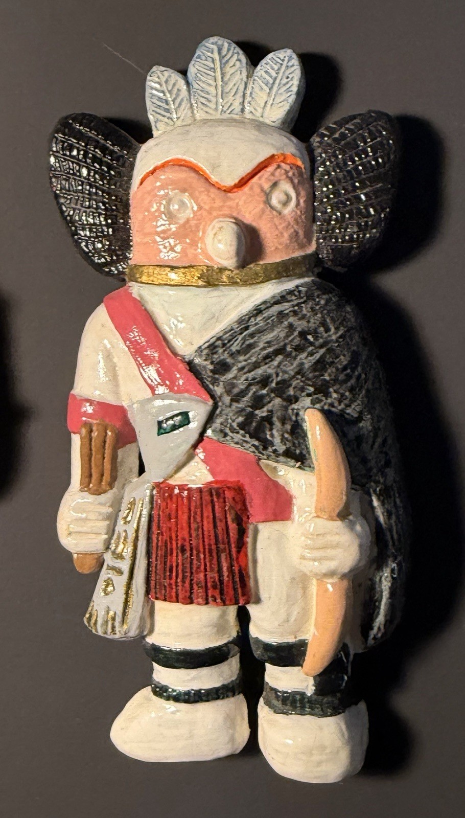 Vintage 1996 Holly Ent Plaster Plaque Southwestern Warrior Kachina Figure Bow