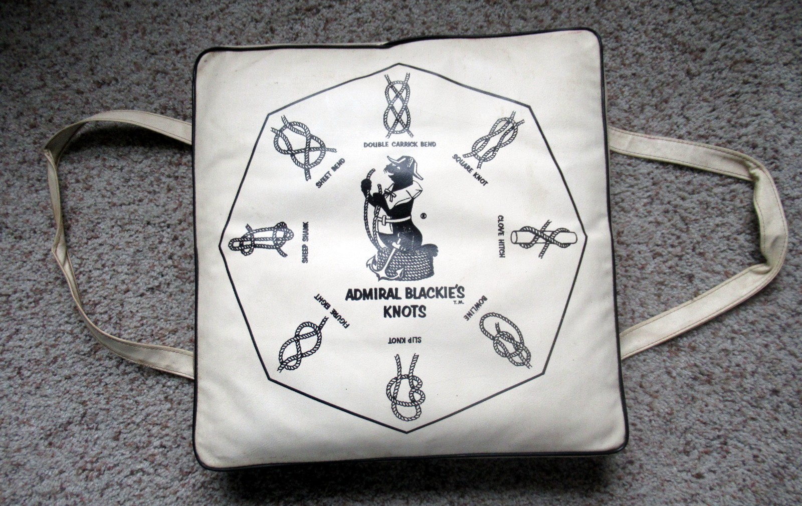 Vintage 1960s Admiral Blackie's Safety Rules Vinyl Boat Seat Cushion VGC