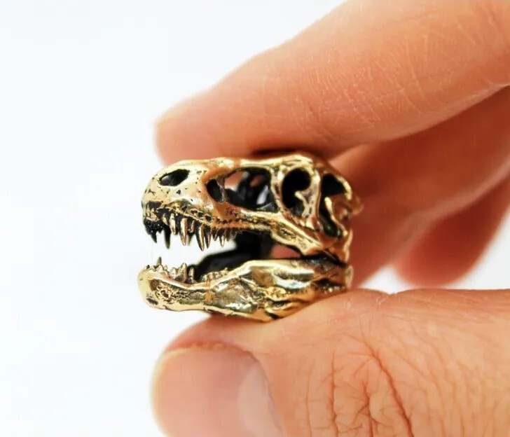 T-Rex Skull Pendant Keychain Tyrannosaurus Rex Brass Handmade Jurassic World...