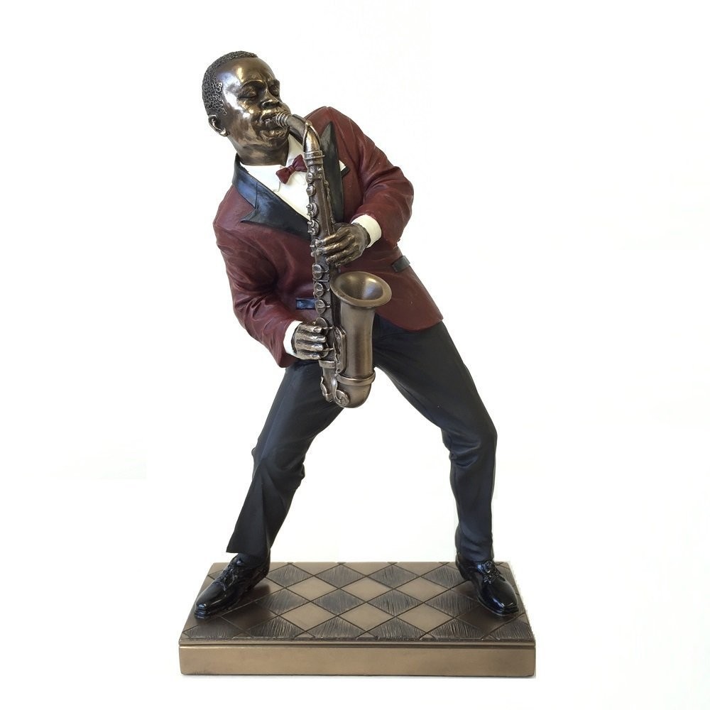 Alto Saxophone Player Statue Sculpture - Jazz Band Collection, Bronze