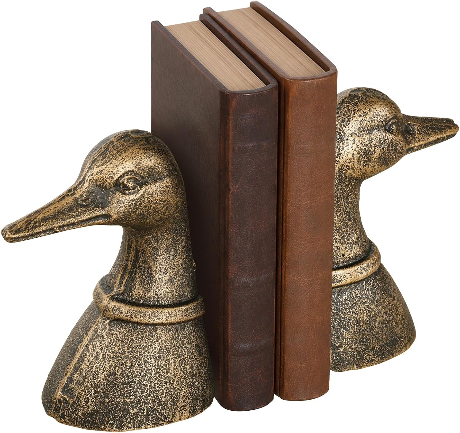 Duck Book Ends, Vintage Brass Bookends for Bookshelves, Offices