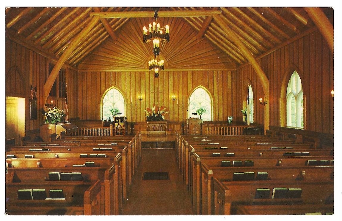 Big Moose New York c1950\'s Big Moose Community Chapel, interior view, church