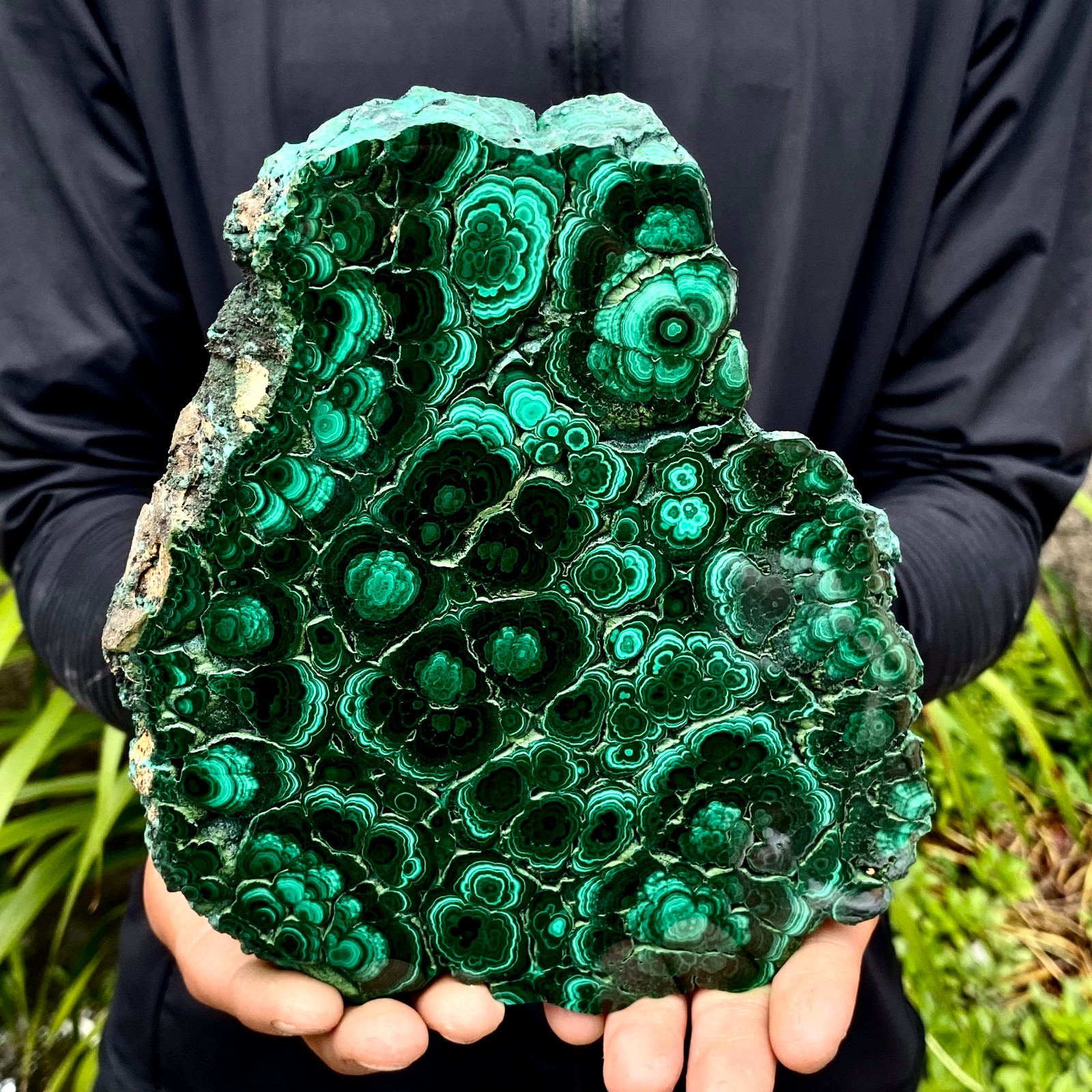 2.51LB Natural Green Malachite Slab Quartz Crystal Slice Ore Specimen Healing