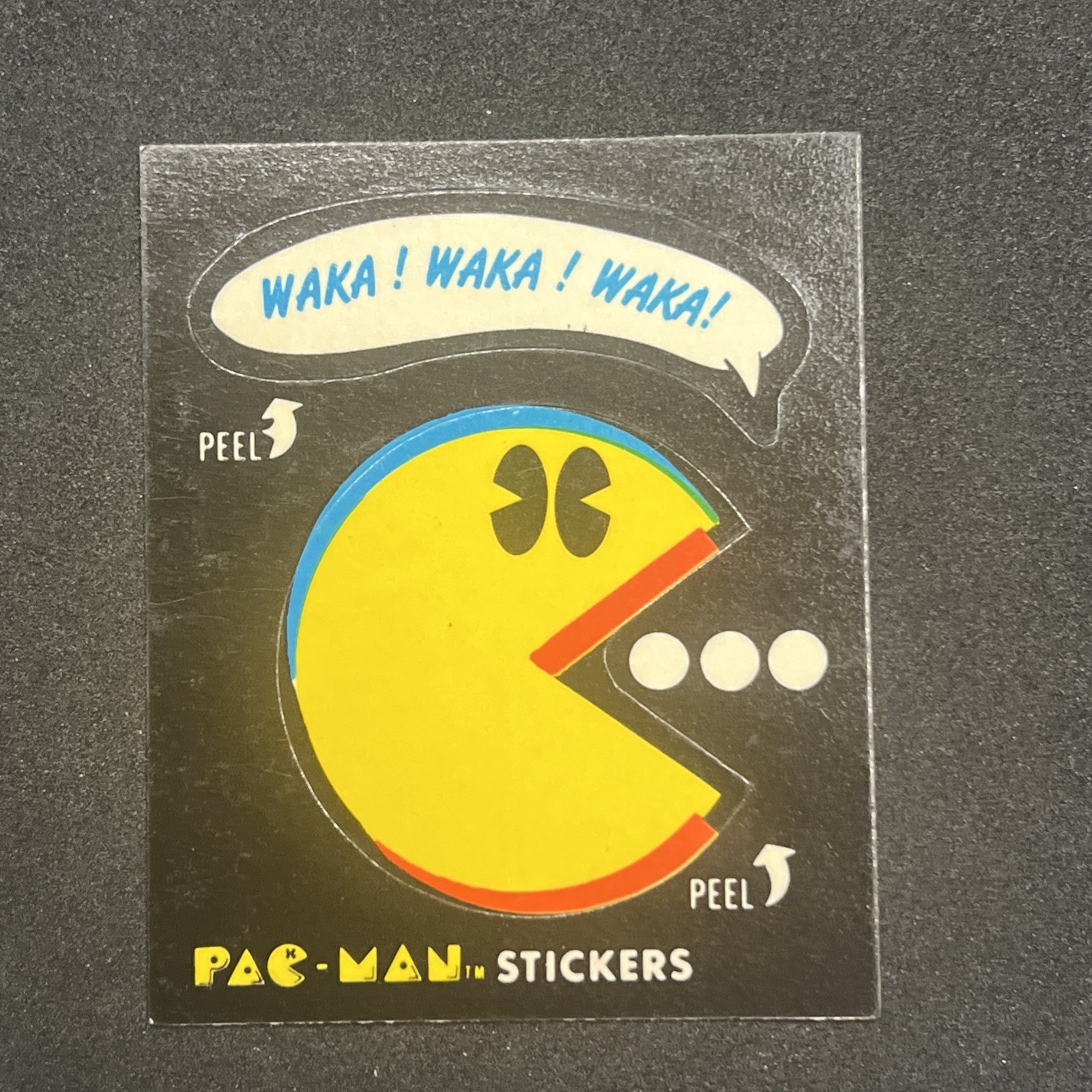 1980 Fleer Pac-Man #1 Waka Waka Waka With Eyes Blue Back Vintage Sticker
