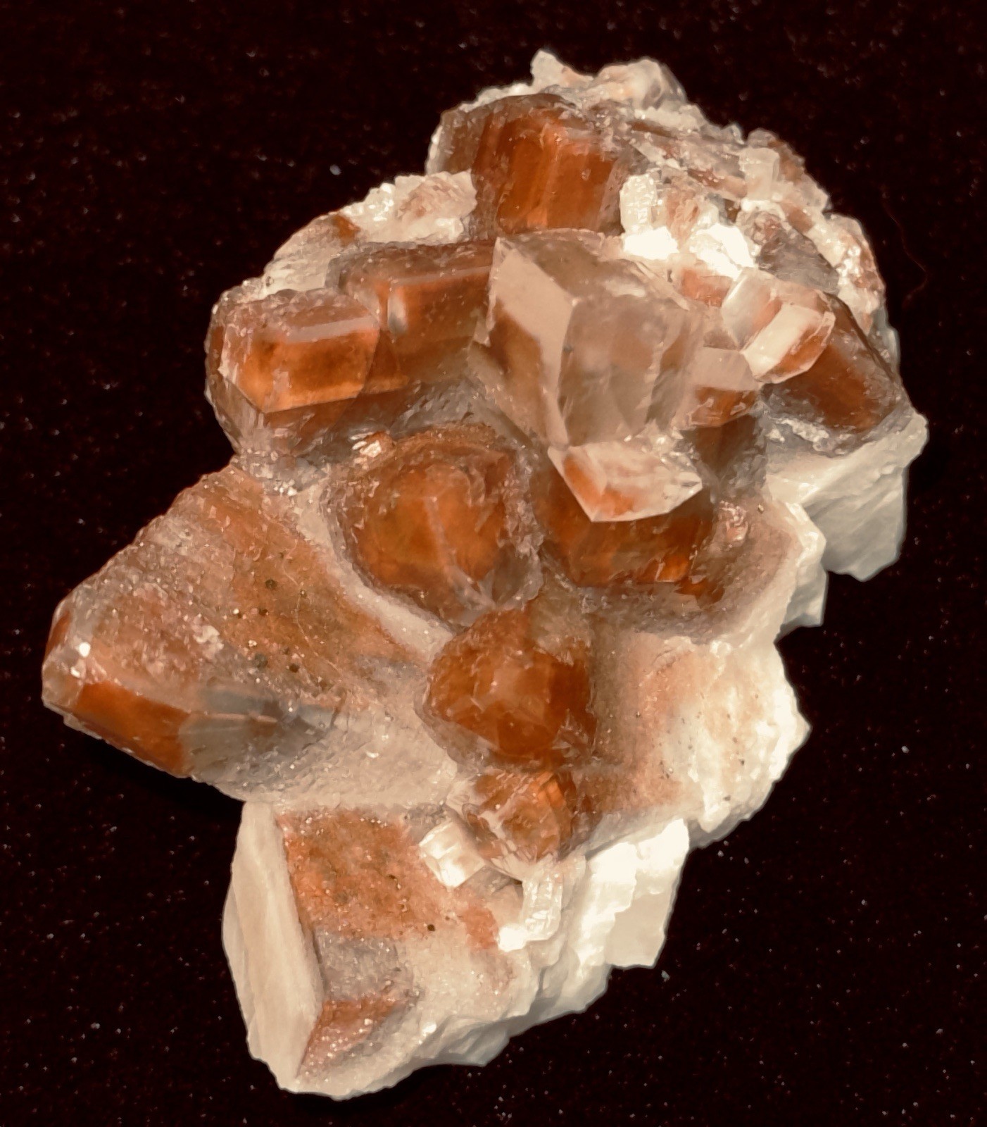 Red Dogtooth Calcite,Pyrite,Flash/Luster,Mineral Specimen Hubei Daye Mine,China