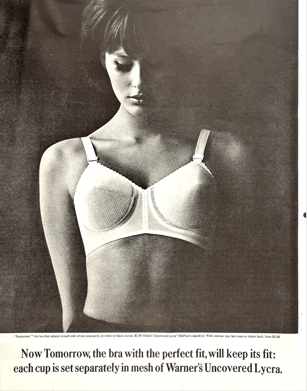 Warner\'s Bra Uncovered Lycra Perfect Fit \'60s Hairstyle Vtg Magazine Print Ad